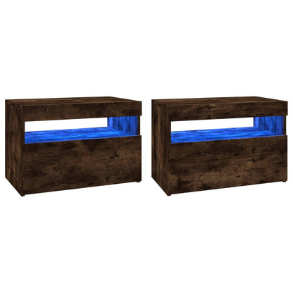 Tv-Meubels Met Led-Verlichting 2 60 x 35 x 40 cm Gerookt eiken