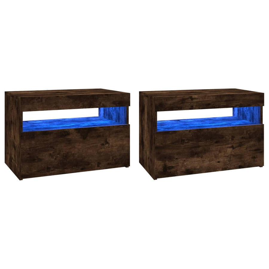 Tv-Meubels Met Led-Verlichting 2 60 x 35 x 40 cm Gerookt eiken