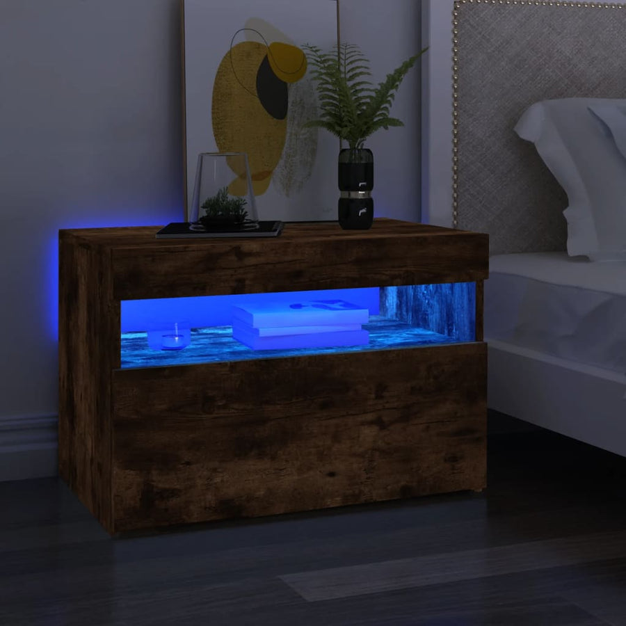 Tv-Meubels Met Led-Verlichting 2 60 x 35 x 40 cm Gerookt eiken