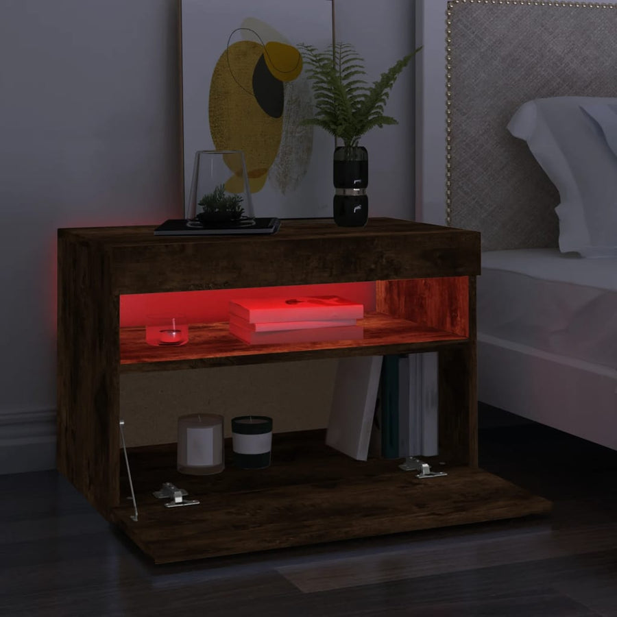 Tv-Meubels Met Led-Verlichting 2 60 x 35 x 40 cm Gerookt eiken