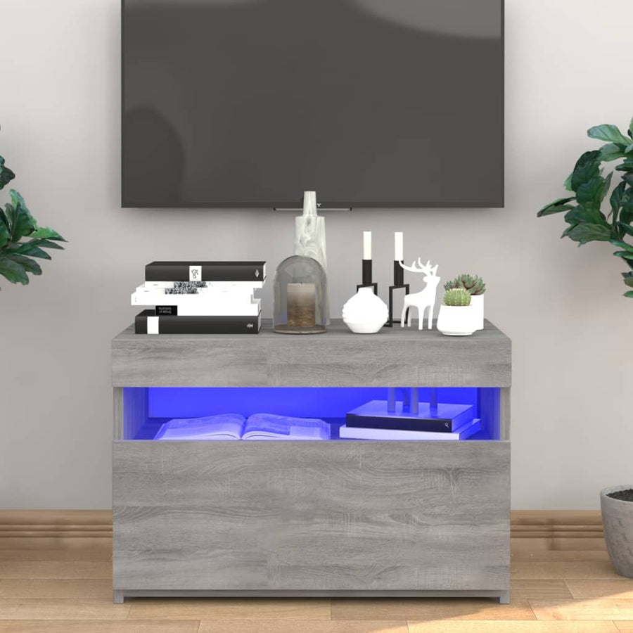 Tv-Meubel Met Led-Verlichting Eiken 1 60 x 35 x 40 cm Grijs sonoma