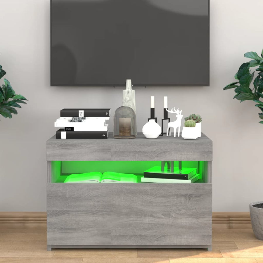 Tv-Meubel Met Led-Verlichting Eiken 1 60 x 35 x 40 cm Grijs sonoma