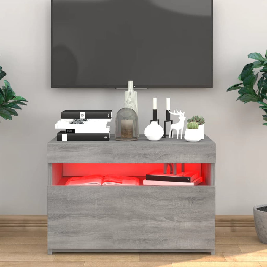Tv-Meubel Met Led-Verlichting Eiken 1 60 x 35 x 40 cm Grijs sonoma