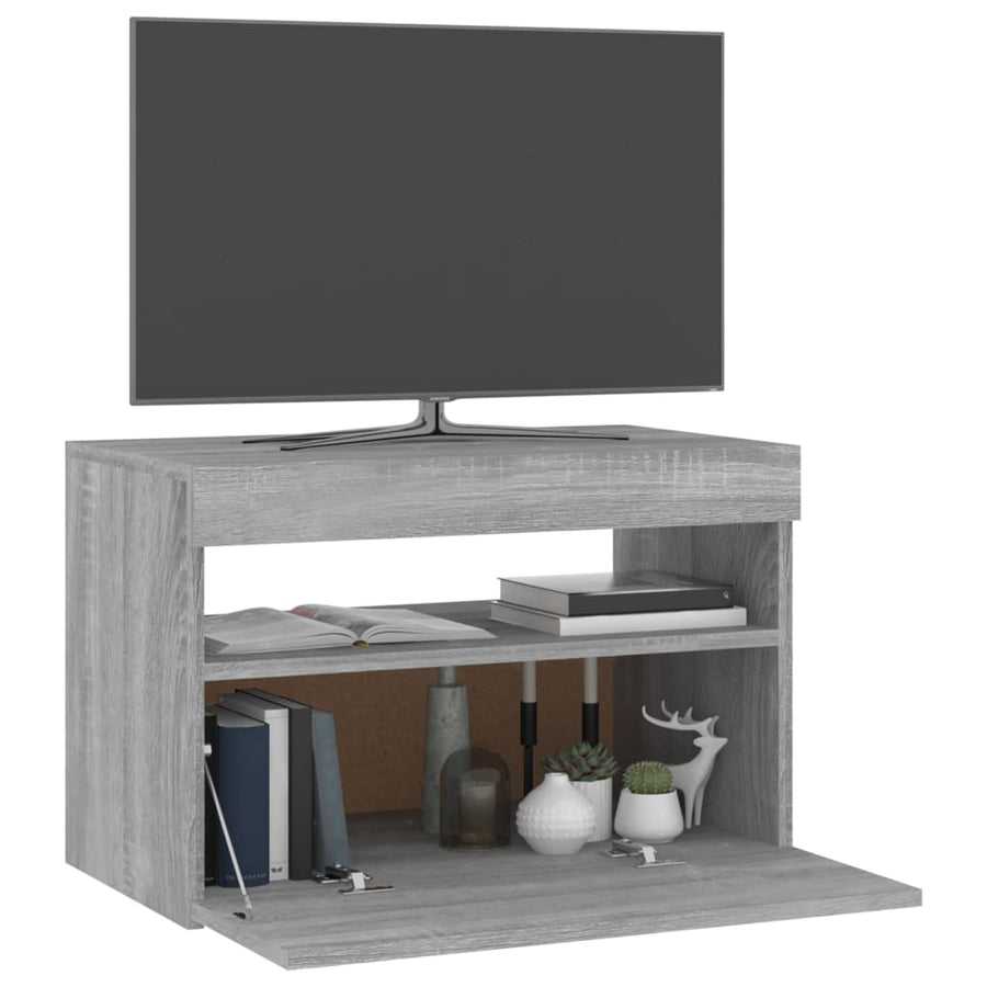 Tv-Meubel Met Led-Verlichting Eiken 1 60 x 35 x 40 cm Grijs sonoma