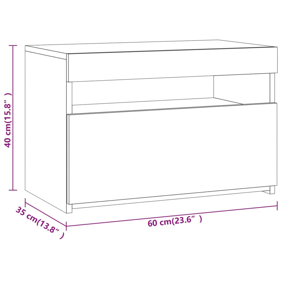 Tv-Meubel Met Led-Verlichting Eiken 1 60 x 35 x 40 cm Grijs sonoma