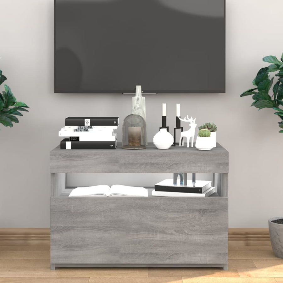 Tv-Meubel Met Led-Verlichting Eiken 1 60 x 35 x 40 cm Grijs sonoma