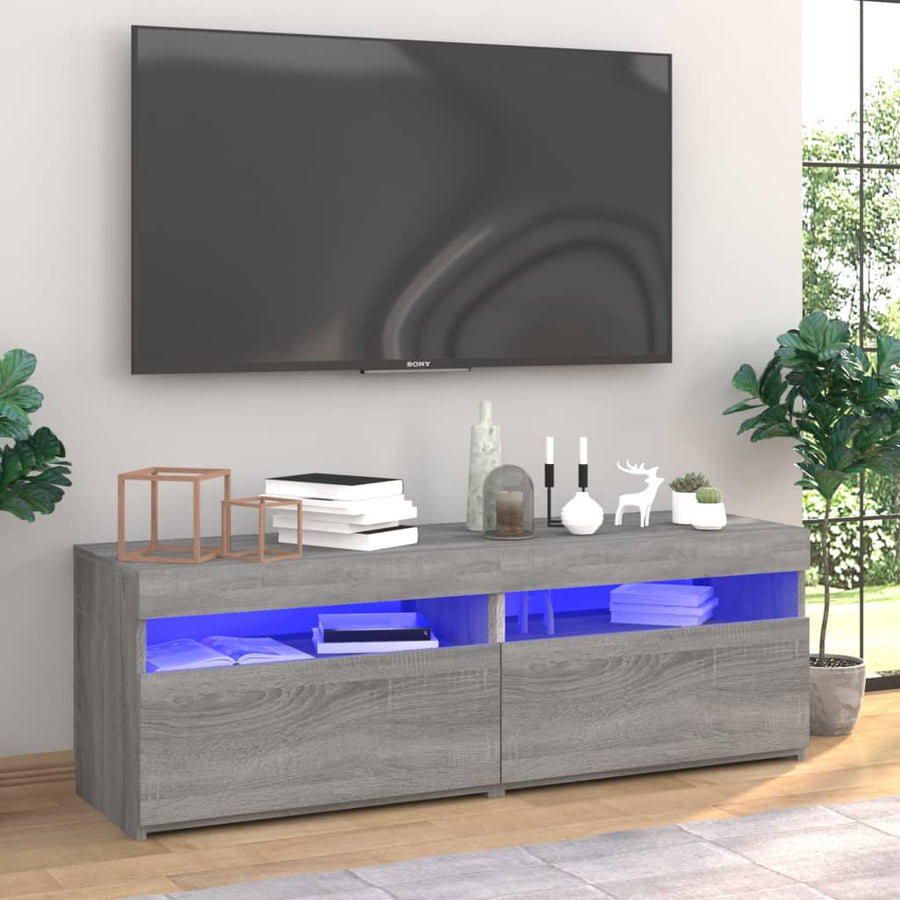Tv-Meubels Met Led-Verlichting 2 60 x 35 x 40 cm Grijs sonoma