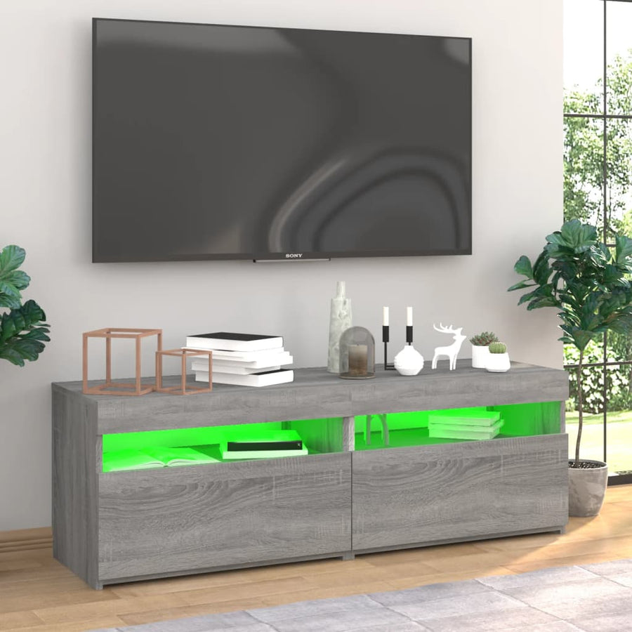 Tv-Meubels Met Led-Verlichting 2 60 x 35 x 40 cm Grijs sonoma