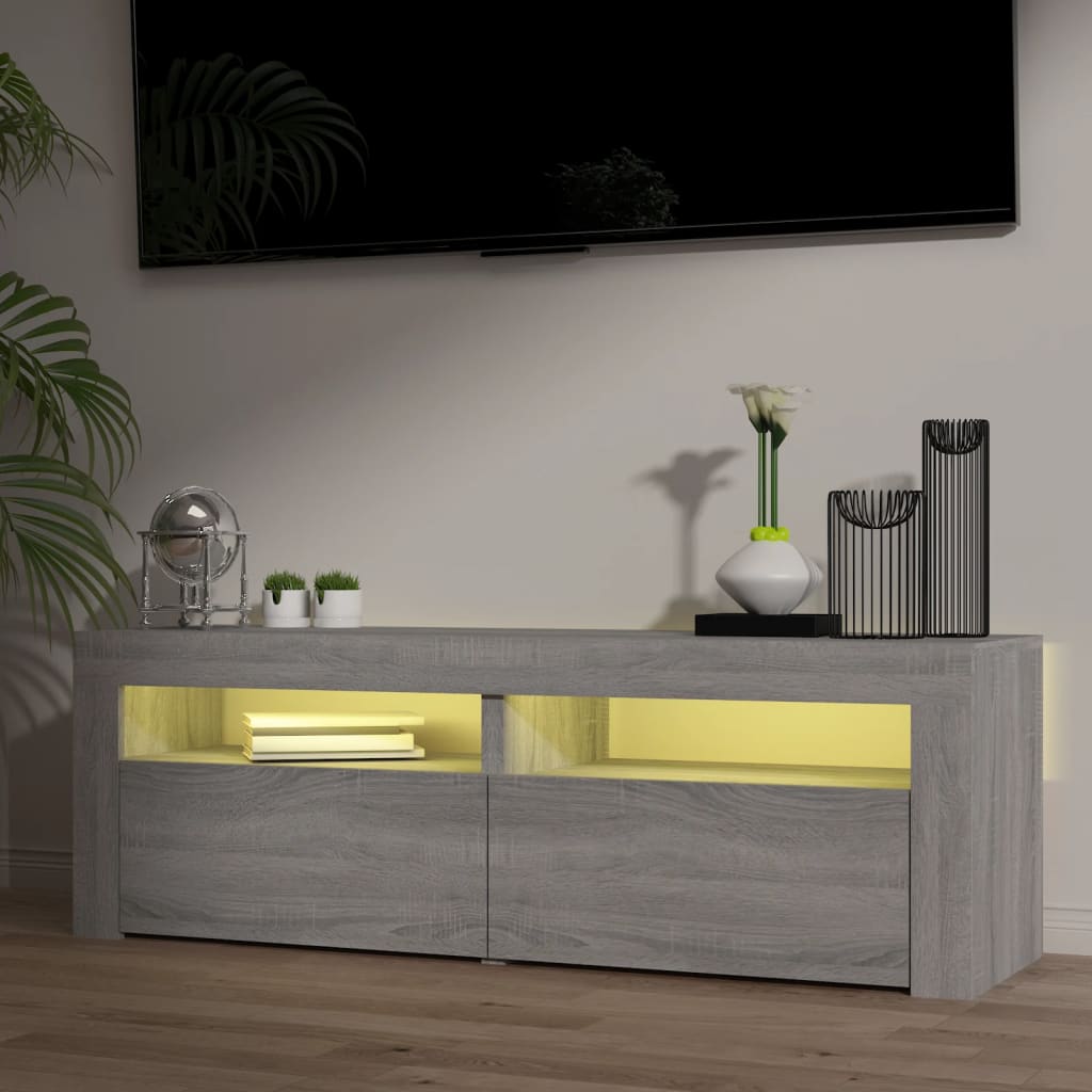 Tv-Meubel Met Led-Verlichting 20X35X40 Cm Eiken Grijs sonoma