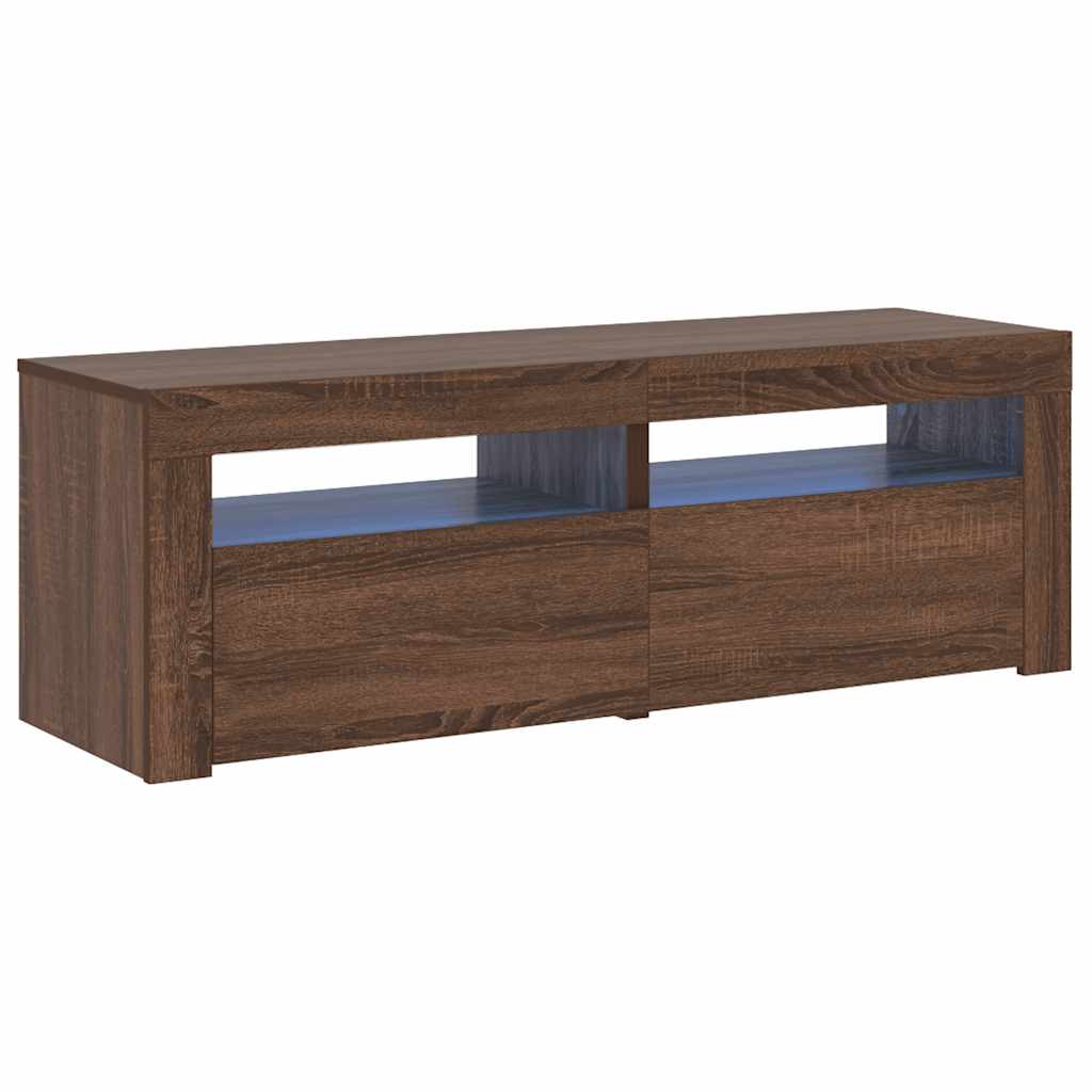 Tv-meubel met LED-verlichting 120x35x40 cm bruin eikenkleur