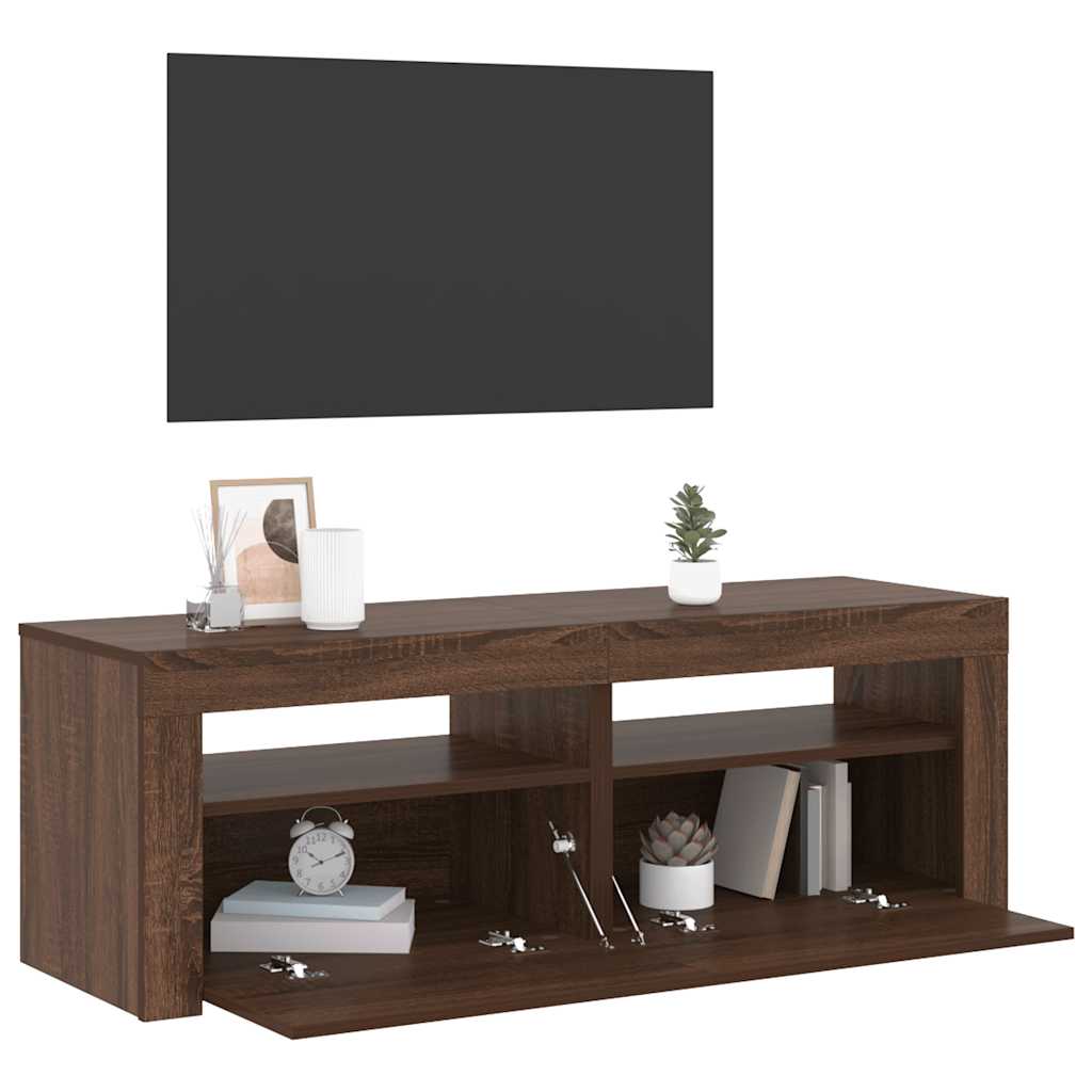 Tv-meubel met LED-verlichting 120x35x40 cm bruin eikenkleur