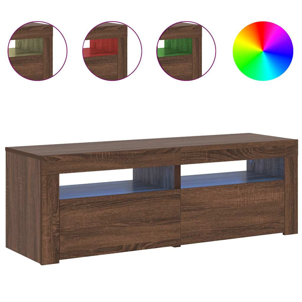 Tv-meubel met LED-verlichting 120x35x40 cm bruin eikenkleur