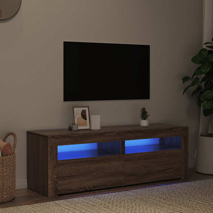Tv-meubel met LED-verlichting 120x35x40 cm bruin eikenkleur