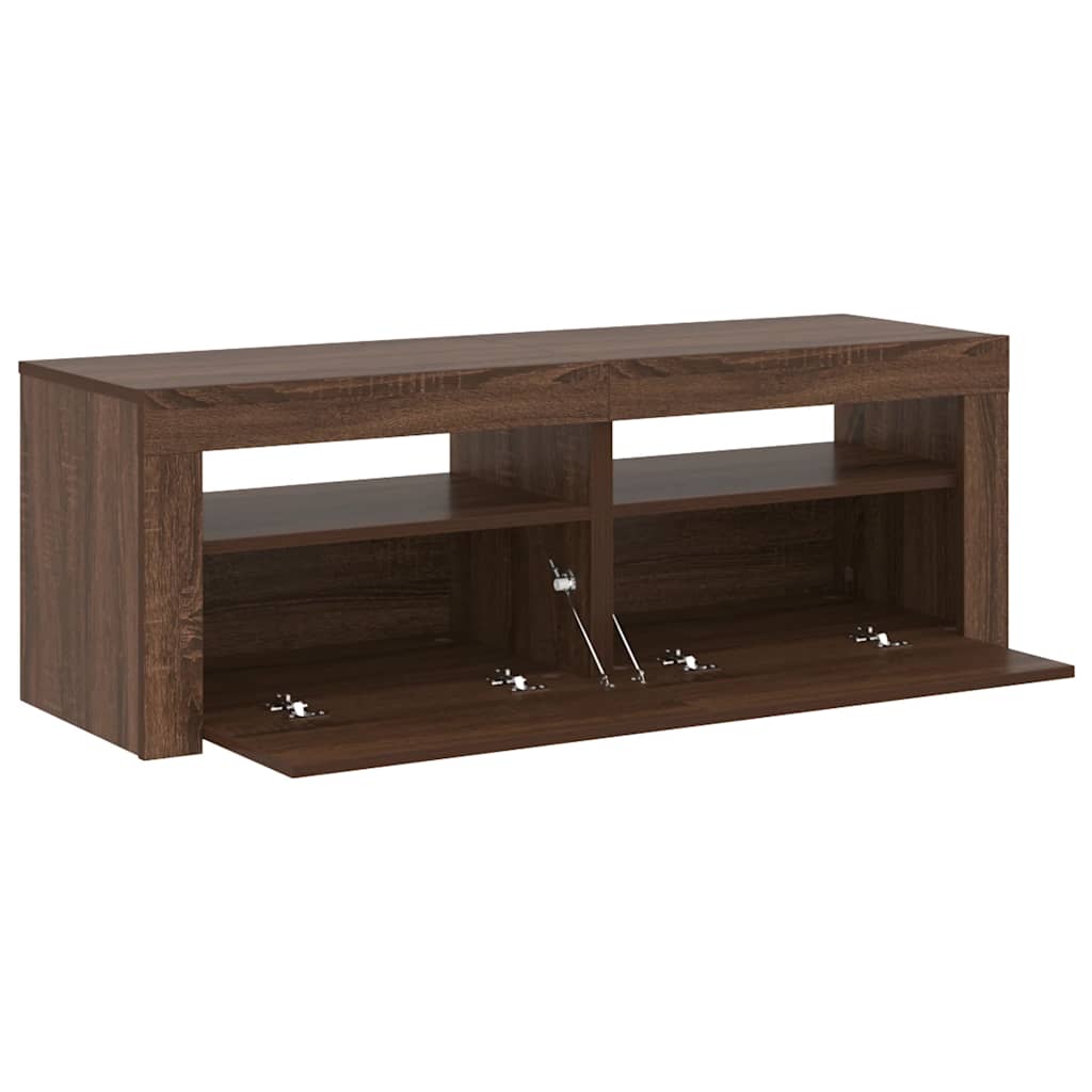 Tv-meubel met LED-verlichting 120x35x40 cm bruin eikenkleur