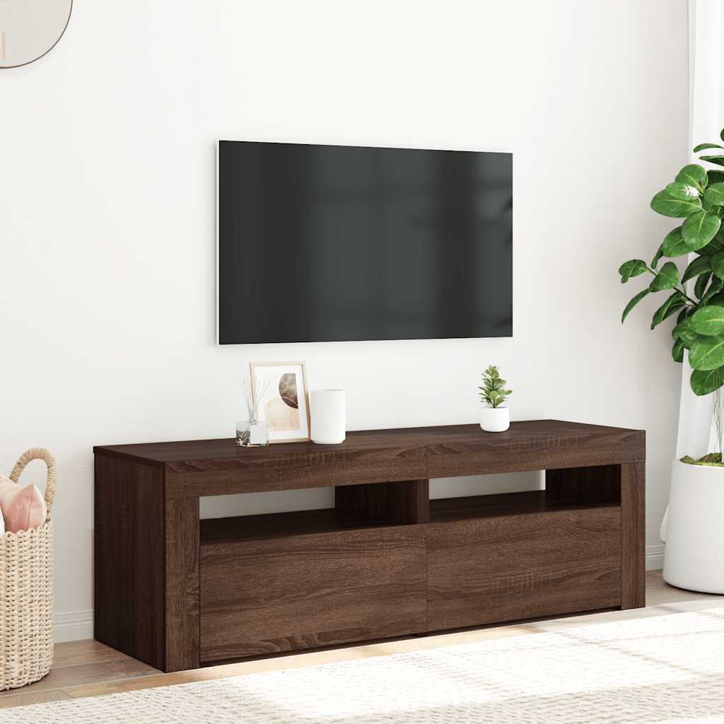 Tv-meubel met LED-verlichting 120x35x40 cm bruin eikenkleur