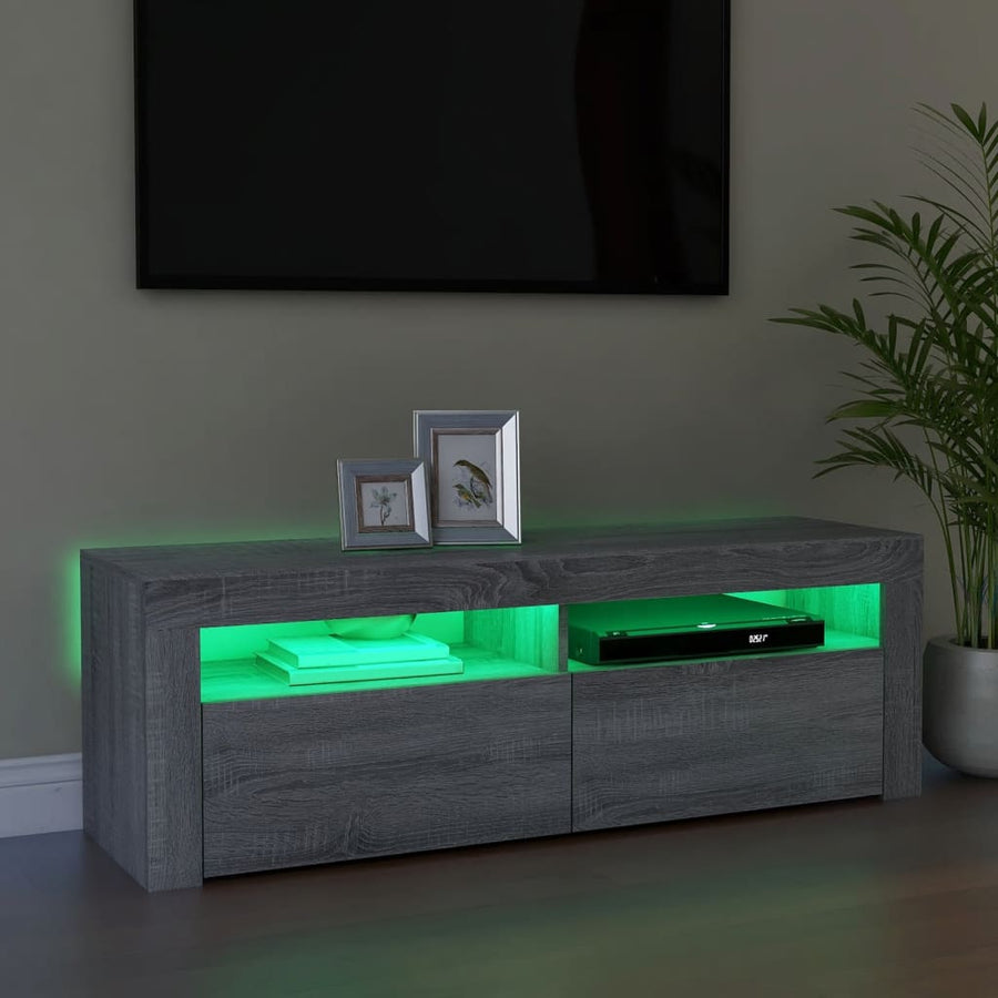 Tv-meubel met LED-verlichting 120x35x40 cm grijs sonoma eiken Grijs sonoma