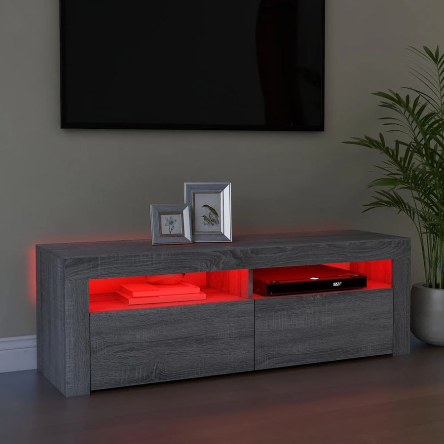 Tv-meubel met LED-verlichting 120x35x40 cm grijs sonoma eiken Grijs sonoma