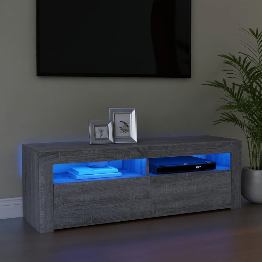 Tv-meubel met LED-verlichting 120x35x40 cm grijs sonoma eiken Grijs sonoma