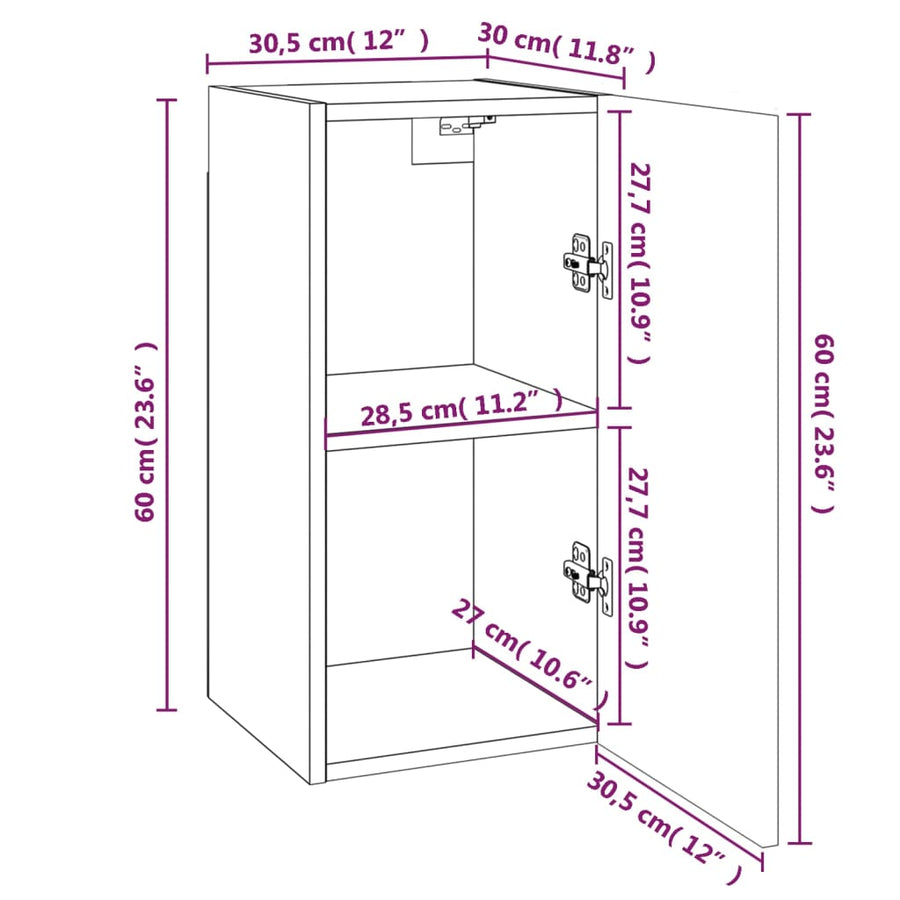 Tv-meubel 30,5x30x60 cm bewerkt hout gerookt eikenkleurig 1 30.5 x 30 x 60 cm Gerookt eiken