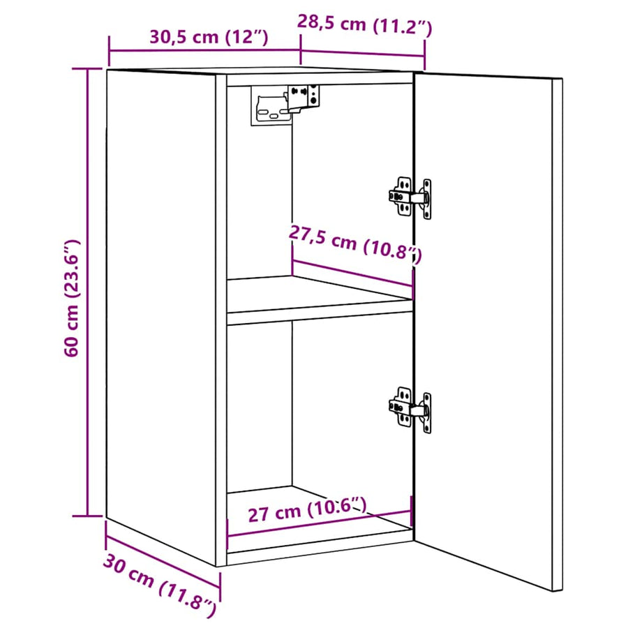 Tv-meubel 30,5x30x60 cm bewerkt hout bruin eikenkleur