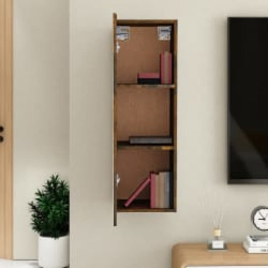Tv-meubel 30,5x30x90 cm bewerkt hout gerookt eikenkleurig 1 30.5 x 30 x 90 cm Gerookt eiken
