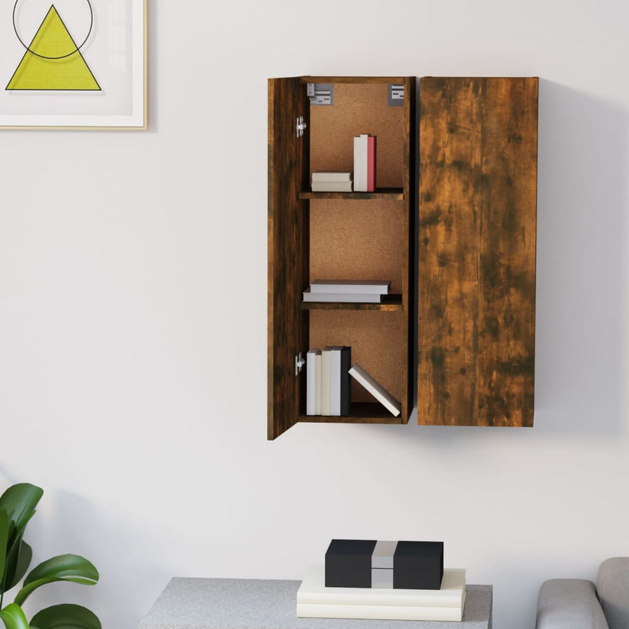 Tv-meubelen 2 st 30,5x30x90 cm bewerkt hout gerookt eikenkleur 2 30.5 x 30 x 90 cm Gerookt eiken