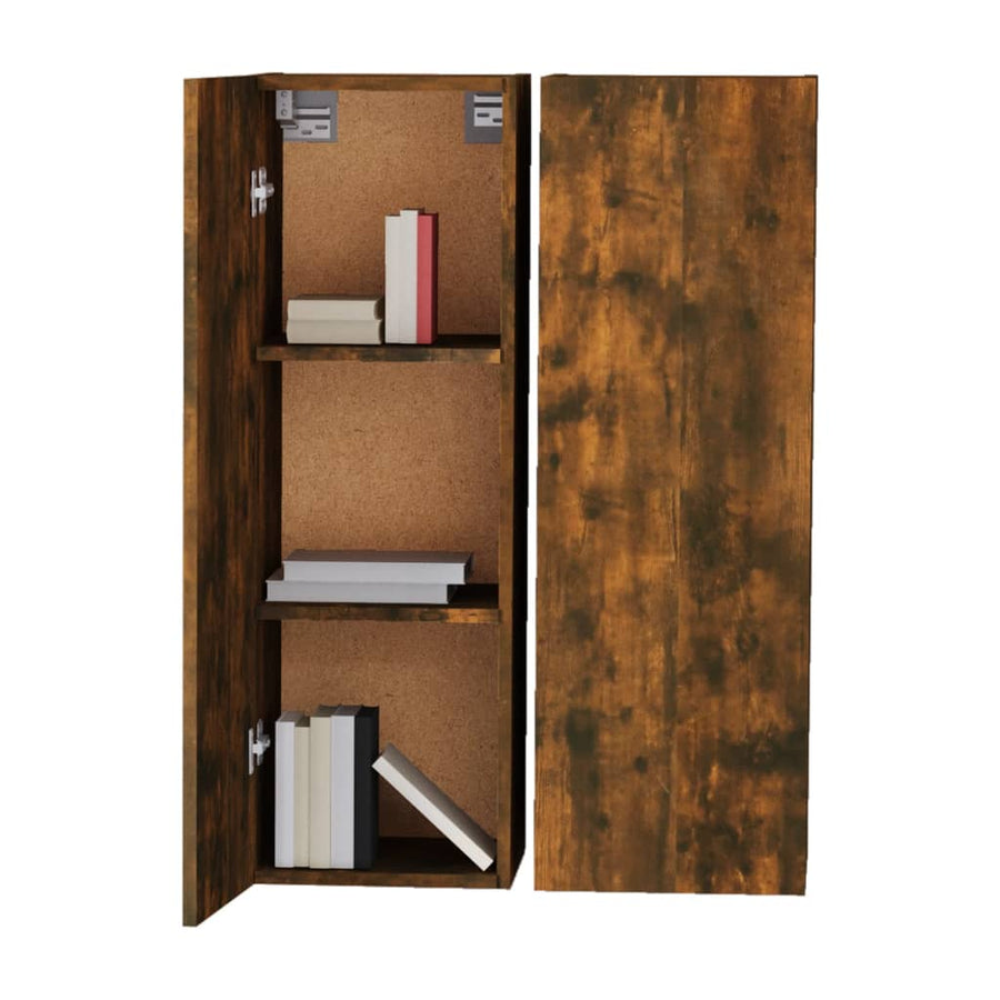 Tv-meubelen 2 st 30,5x30x90 cm bewerkt hout gerookt eikenkleur 2 30.5 x 30 x 90 cm Gerookt eiken
