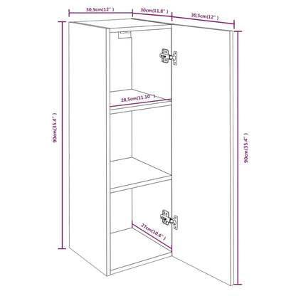 Tv-meubel 30,5x30x90 cm bewerkt hout grijs sonoma eikenkleurig 1 30.5 x 30 x 90 cm Grijs sonoma
