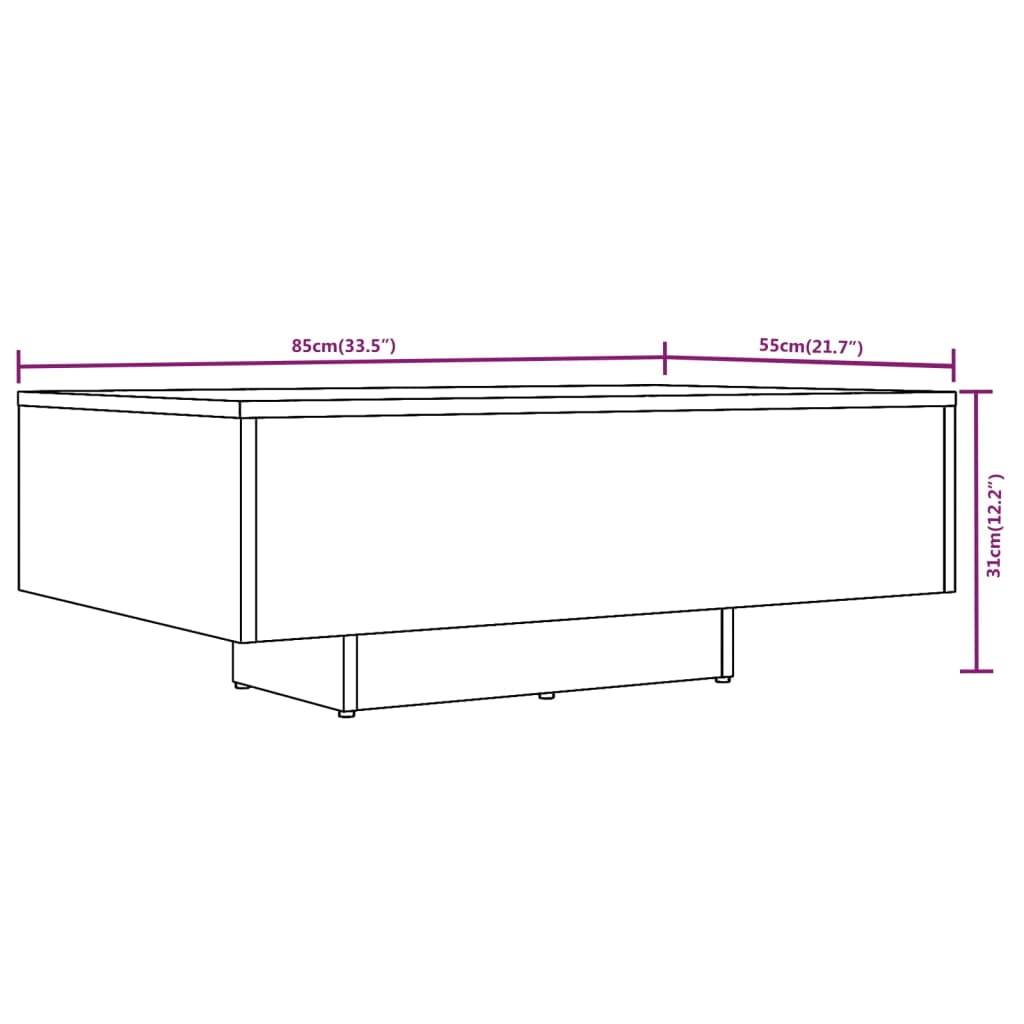 Salontafel 85x55x31 cm bewerkt hout gerookt eikenkleurig 85 x 55 x 31 cm Gerookt eiken