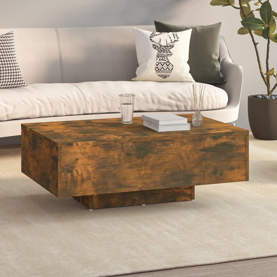 Salontafel 85x55x31 cm bewerkt hout gerookt eikenkleurig 85 x 55 x 31 cm Gerookt eiken