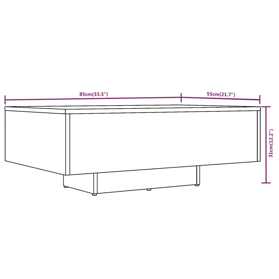 Salontafel 85x55x31 cm bewerkt hout grijs sonoma eikenkleurig 85 x 55 x 31 cm Grijs sonoma