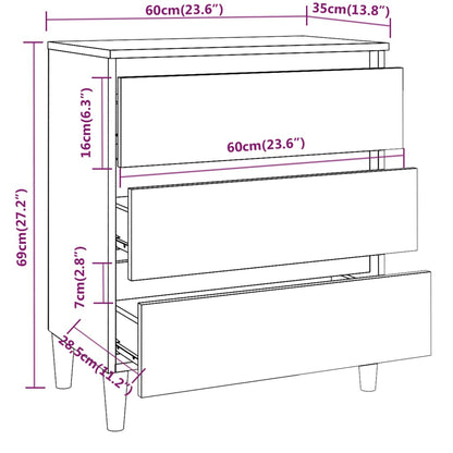 Dressoir 60X35X69 Cm Bewerkt Hout Kleurig Gerookt eiken