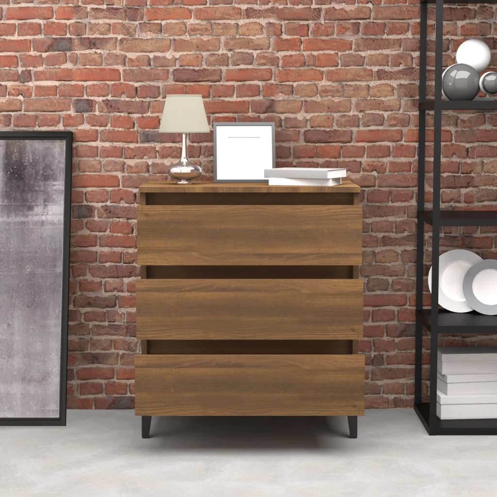 Dressoir 60x35x69 cm bewerkt hout bruin eikenkleur