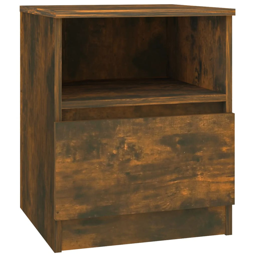 Nachtkastje 40X40X50 Cm Bewerkt Hout Kleurig 1 Gerookt eiken