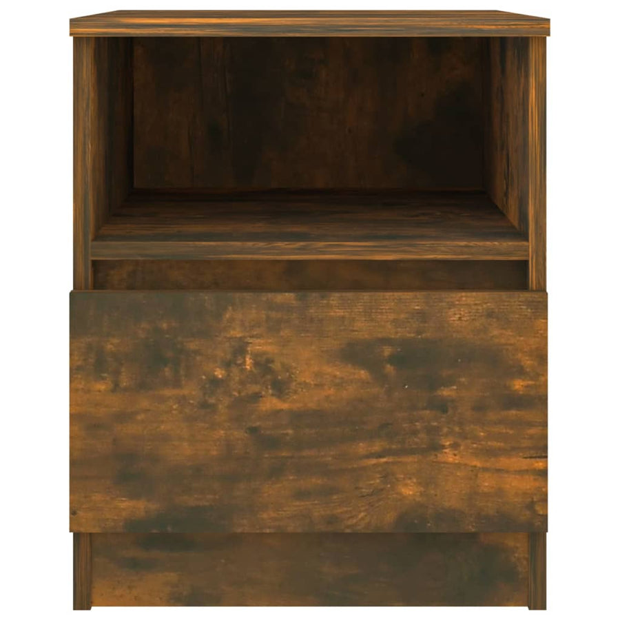 Nachtkastje 40X40X50 Cm Bewerkt Hout Kleurig 1 Gerookt eiken