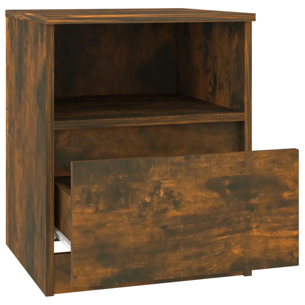 Nachtkastje 40X40X50 Cm Bewerkt Hout Kleurig 1 Gerookt eiken