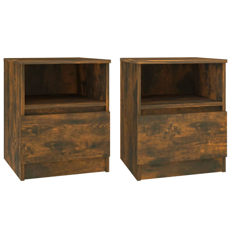 Nachtkastjes 40X40X50 Cm Bewerkt Hout Kleurig 2 Gerookt eiken