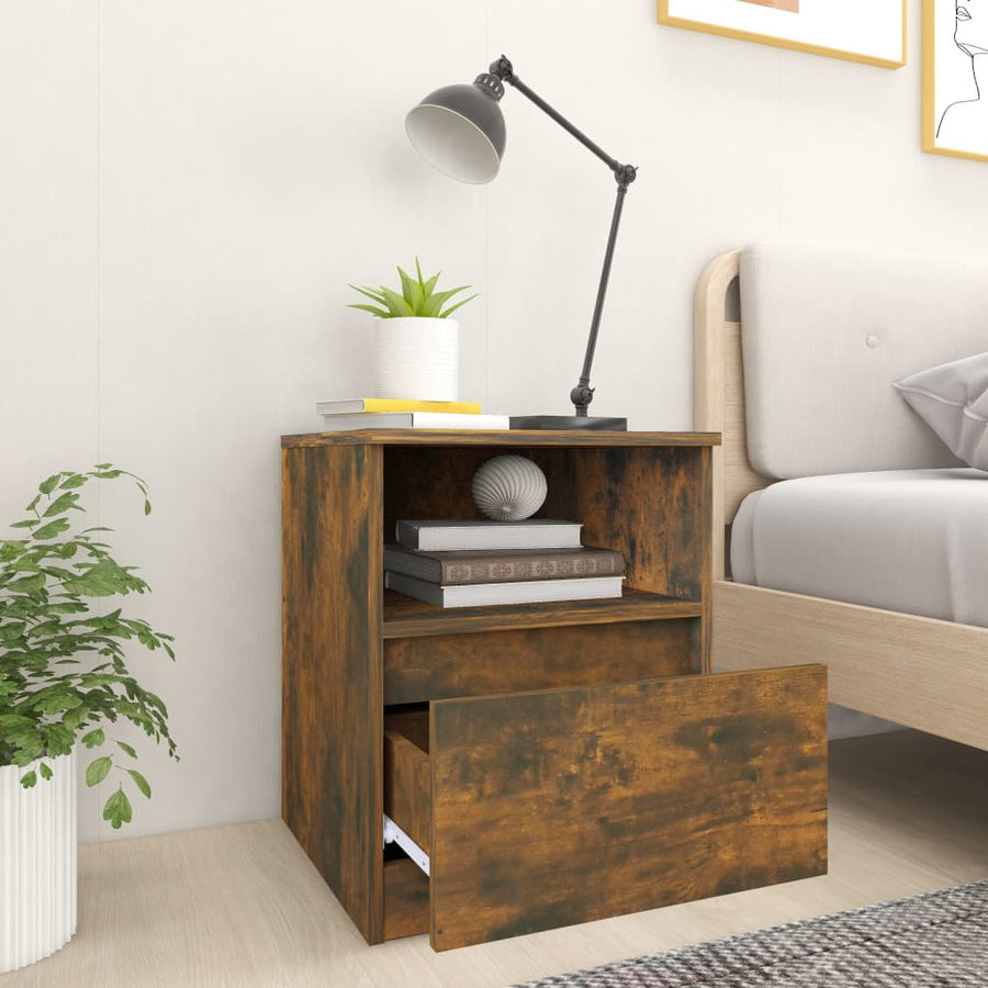Nachtkastjes 40X40X50 Cm Bewerkt Hout Kleurig 2 Gerookt eiken