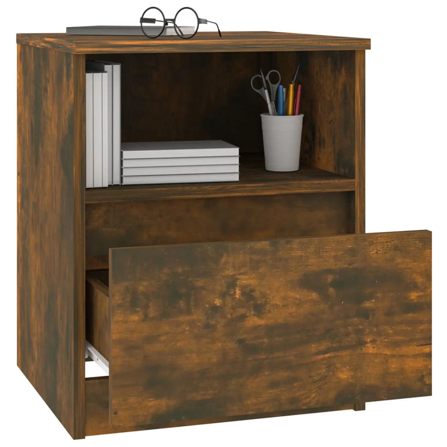 Nachtkastjes 40X40X50 Cm Bewerkt Hout Kleurig 2 Gerookt eiken