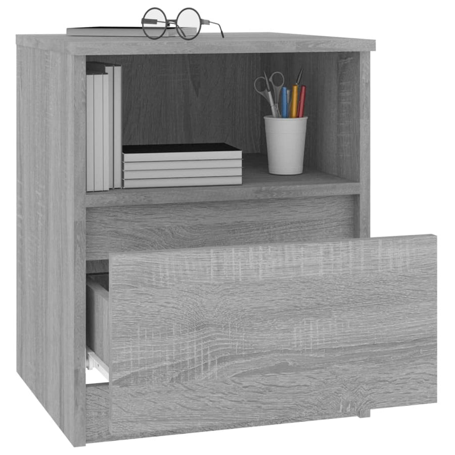 Nachtkastje 40x40x50 cm bewerkt hout grijs sonoma eikenkleurig