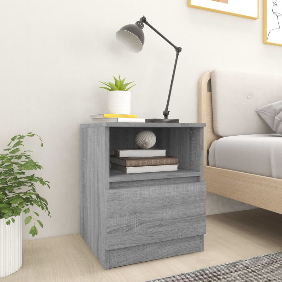 Nachtkastje 40x40x50 cm bewerkt hout grijs sonoma eikenkleurig