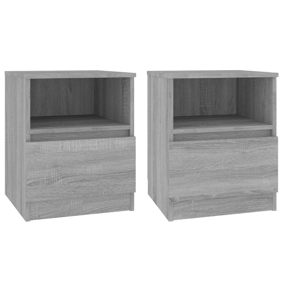 Nachtkastjes 40X40X50 Cm Bewerkt Hout Eiken 2 Grijs sonoma