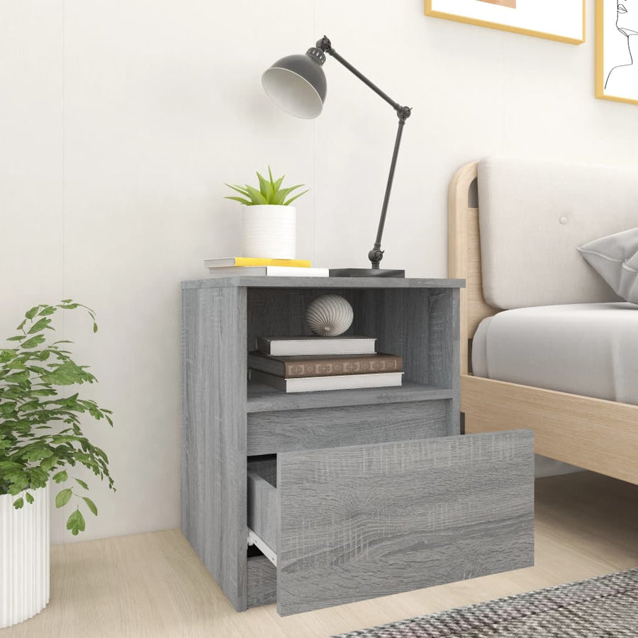 Nachtkastjes 40X40X50 Cm Bewerkt Hout Eiken 2 Grijs sonoma