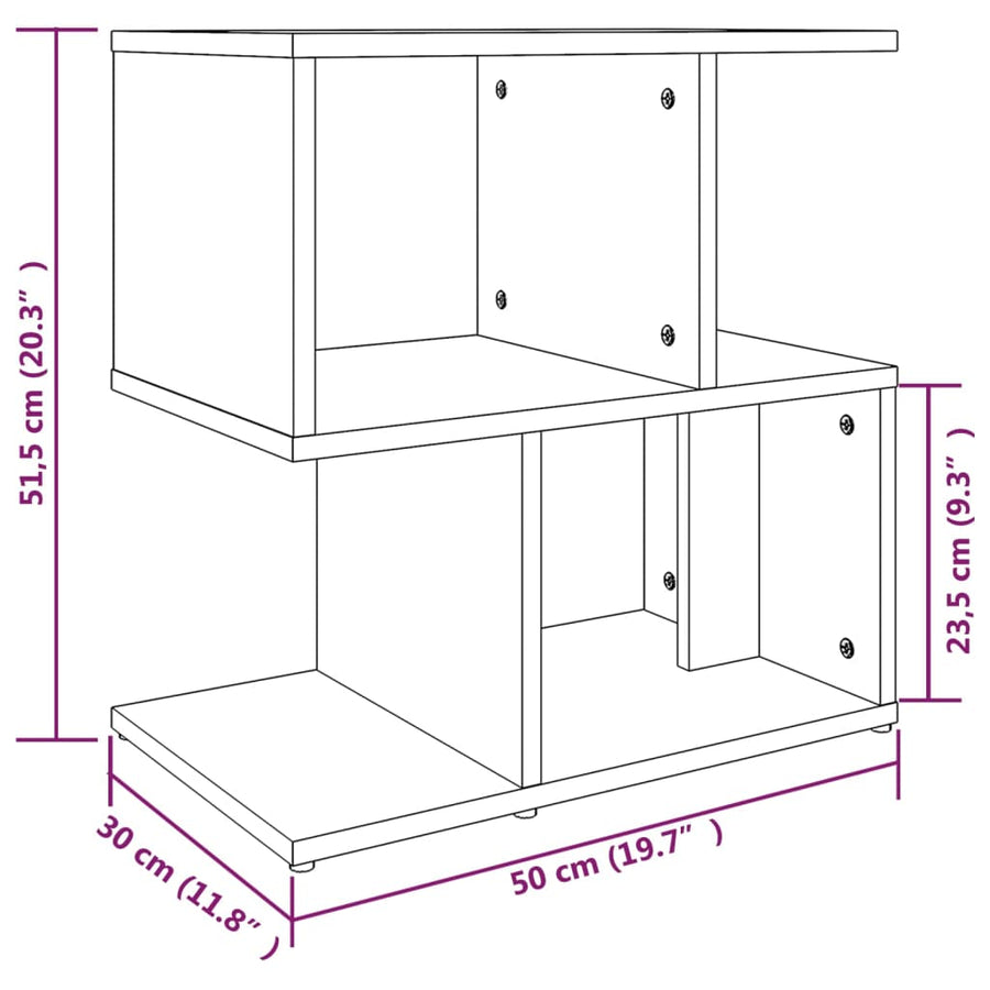Nachtkastjes 50X30X51,5 Cm Bewerkt Hout Eiken 2 Grijs sonoma