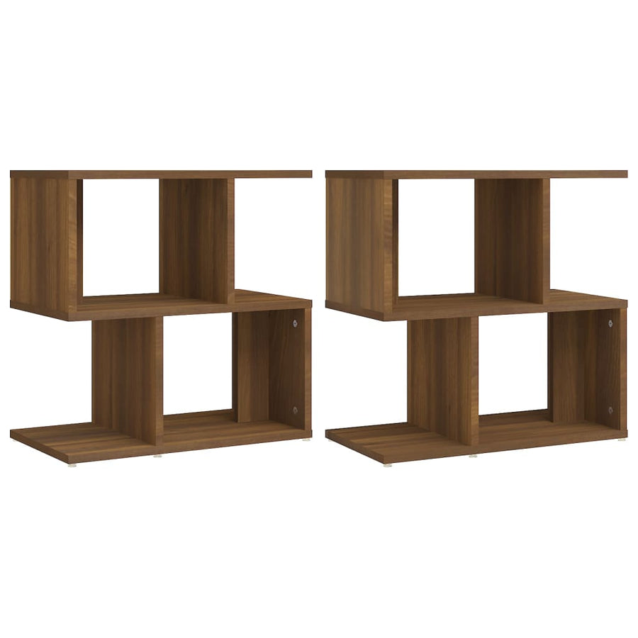 Nachtkastjes 2 St 50X30X51,5 Cm Bewerkt Hout Bruineikenkleurig bruin eikenkleur