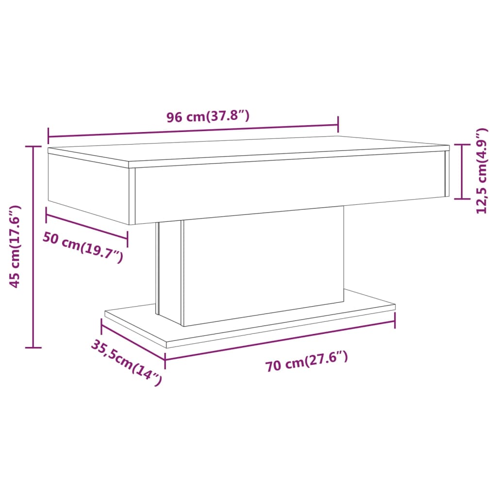 Salontafel 96x50x45 cm bewerkt hout gerookt eikenkleurig Gerookt eiken