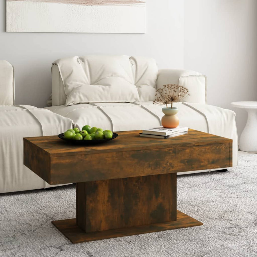 Salontafel 96x50x45 cm bewerkt hout gerookt eikenkleurig Gerookt eiken