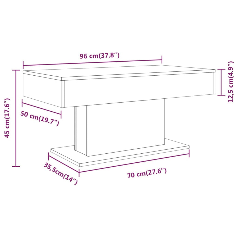 Salontafel 96x50x45 cm bewerkt hout grijs sonoma eikenkleurig Grijs sonoma