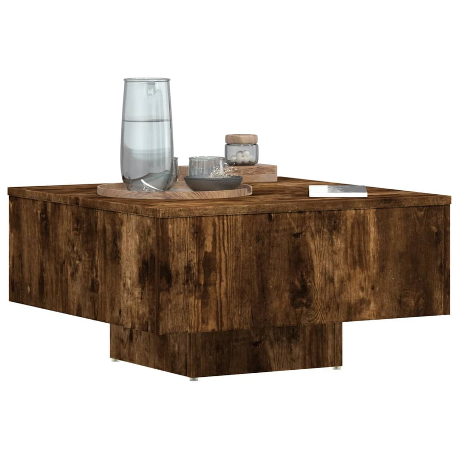 Salontafel 60X60X3,5 Cm Bewerkt Hout Kleurig Gerookt eiken