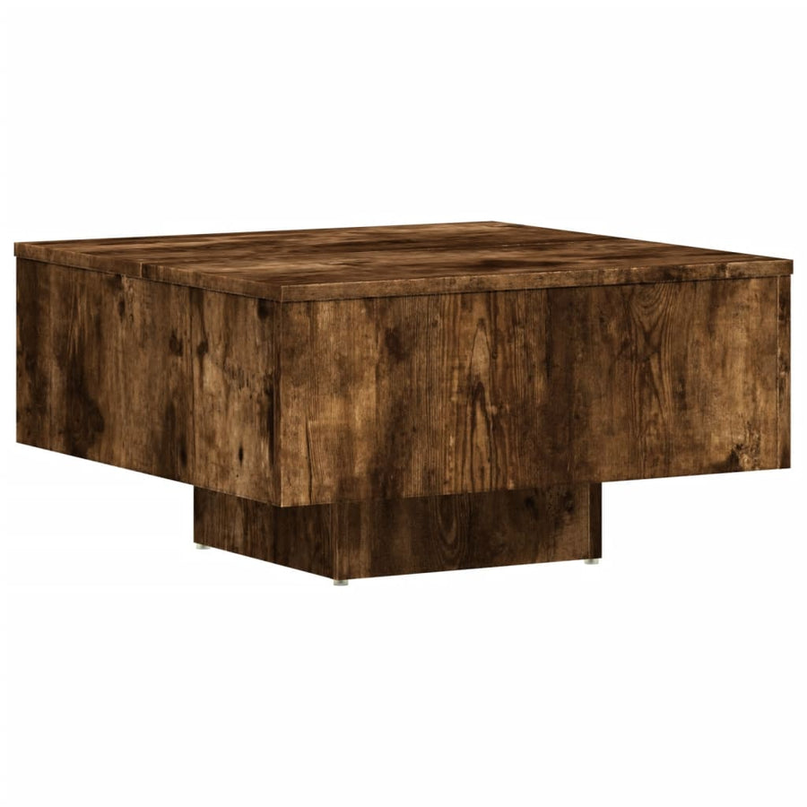 Salontafel 60X60X3,5 Cm Bewerkt Hout Kleurig Gerookt eiken